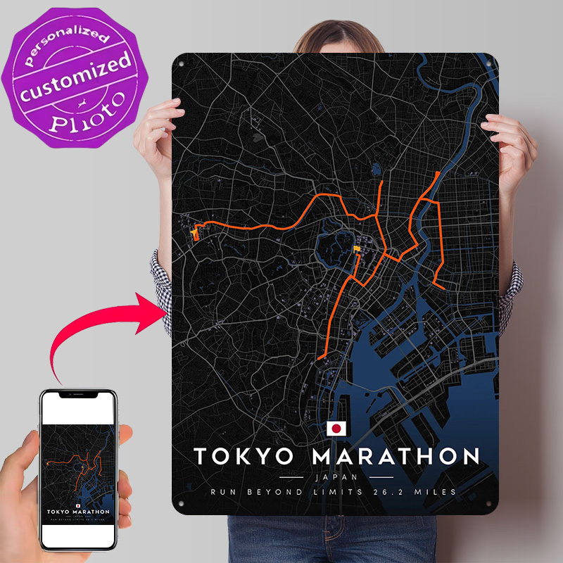 Custom Map Poster - Tokyo Marathon Route Map 3D Texture
