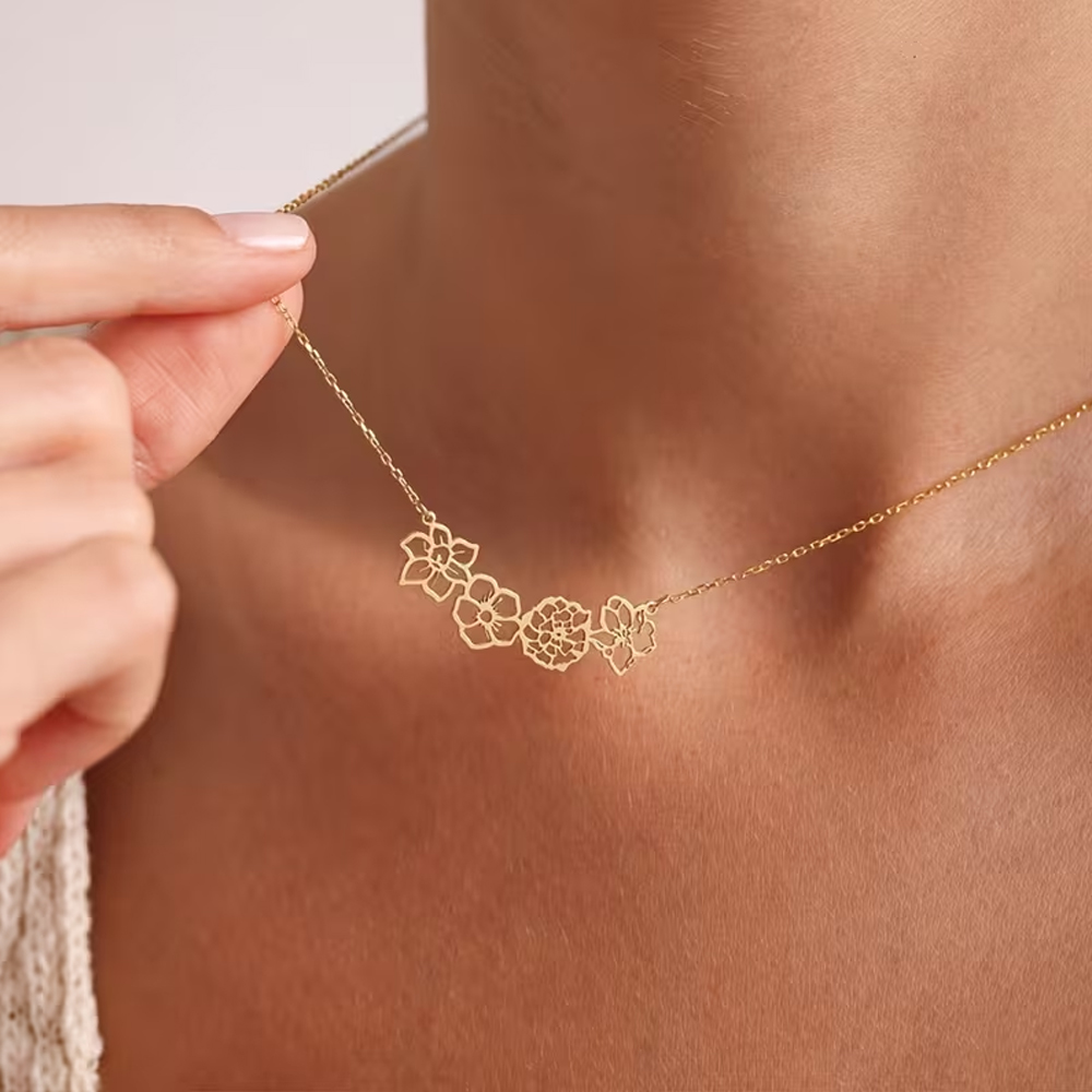 Custom Birth Flowers Necklace  - đánh giá và giá Birth Flower Necklace