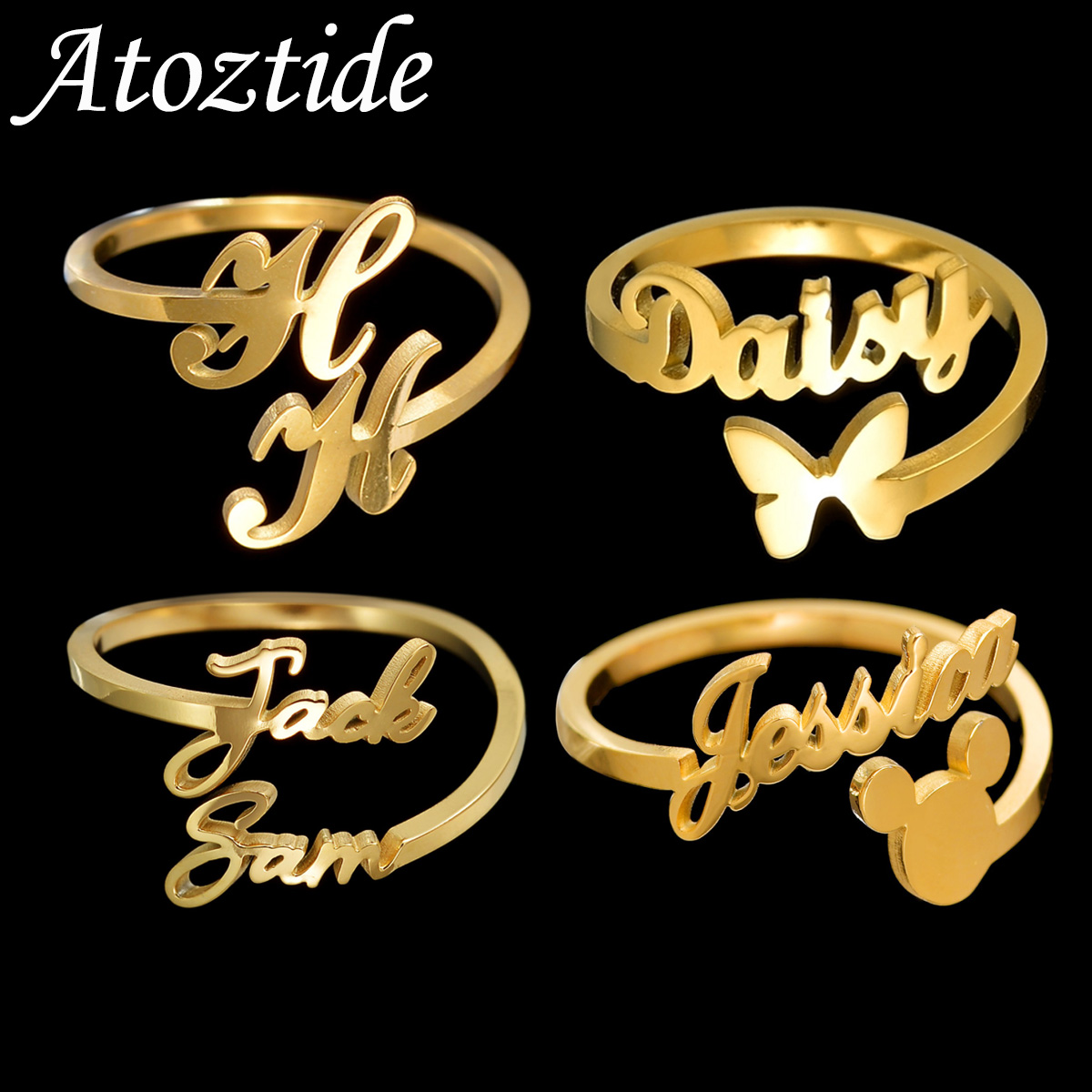 Atoztide Personalized Custom N - đánh giá và giá Initial Ring Custom