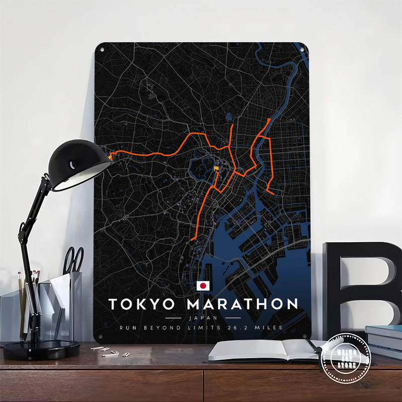 Tokyo Marathon Route Map 3D Te - đánh giá và giá Custom Map Poster