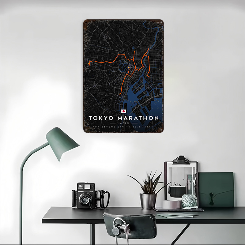 Tokyo Marathon Route Map 3D Te - đánh giá và giá Custom Map Poster