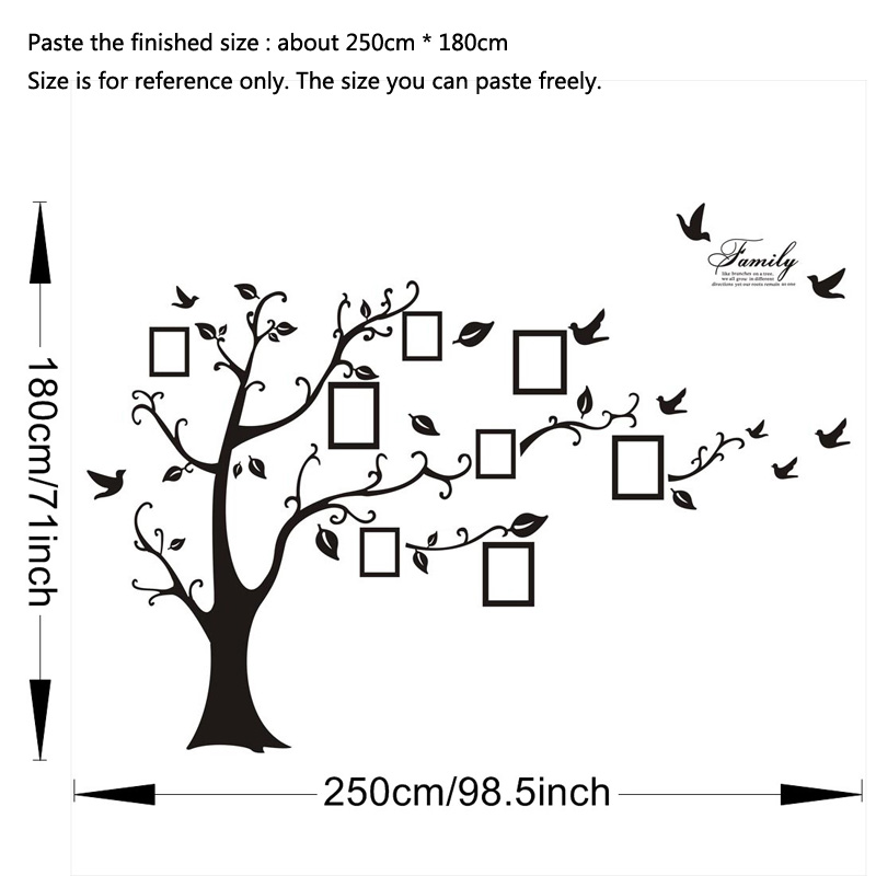 Lớn 250*180Cm/99 * 71in Đen 3D - đánh giá và giá Family Tree Print