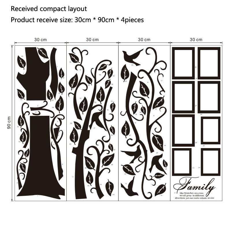 Lớn 250*180Cm/99 * 71in Đen 3D - đánh giá và giá Family Tree Print