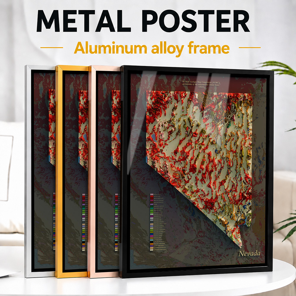 Nevada Geological Map Framed A - đánh giá và giá Custom Map Poster