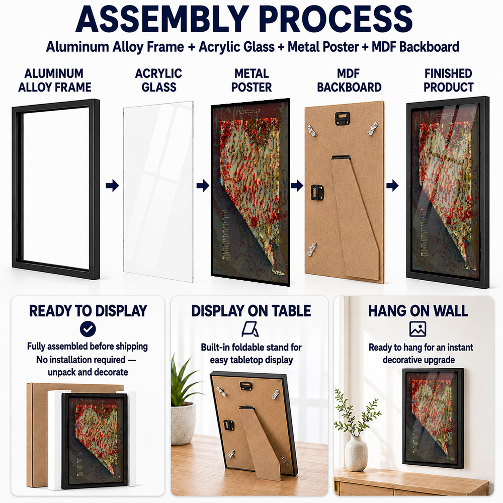Nevada Geological Map Framed A - đánh giá và giá Custom Map Poster