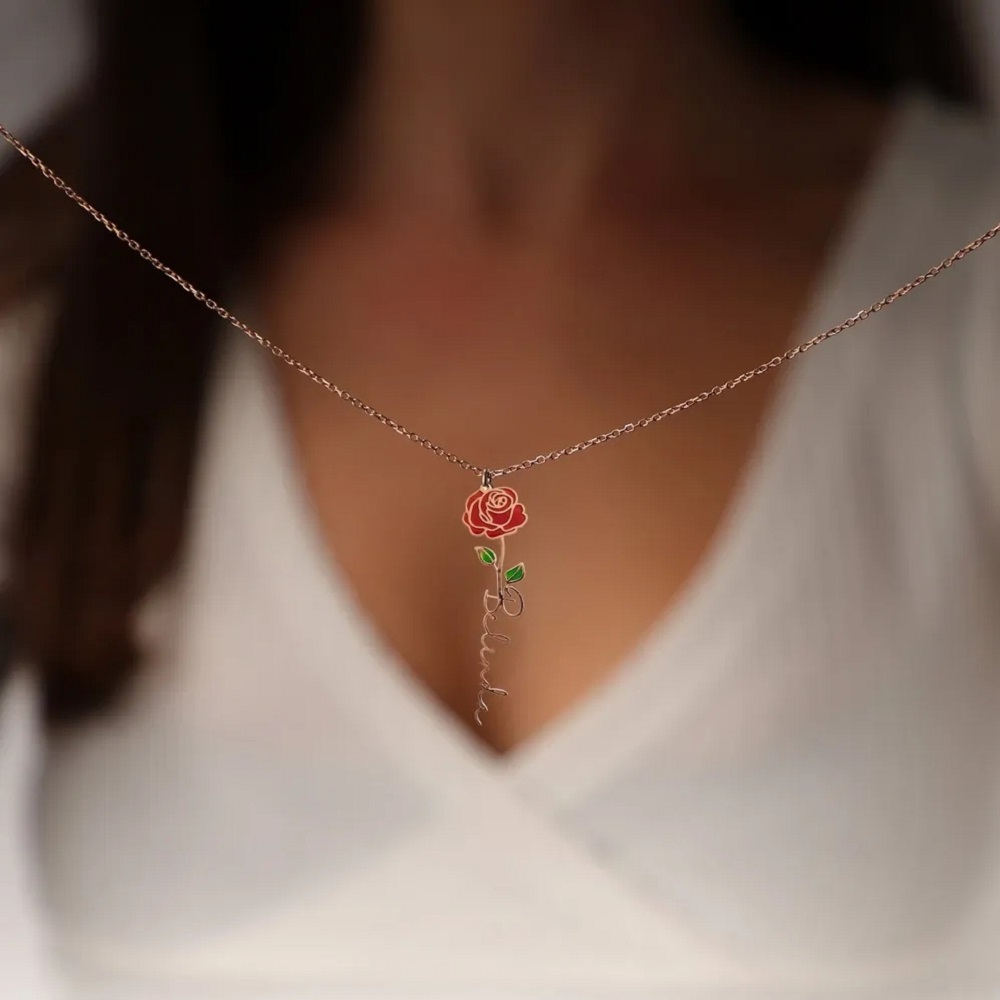 Personalized Name Necklace Wit - đánh giá và giá Birth Flower Necklace