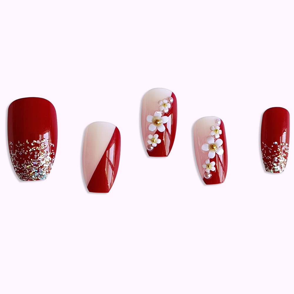 24pcs Glossy Red Press on Nail - đánh giá và giá Pressed Flower Art