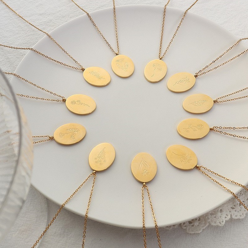 Ins Mới Đôi Dây Thép Không Gỉ  - đánh giá và giá Birth Flower Necklace